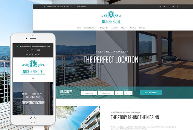 NiceInn - Small Hotel Responsive WordPress Theme